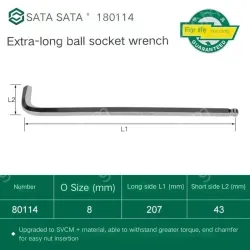 Extra-long ball head hex wrench 8mm 80114