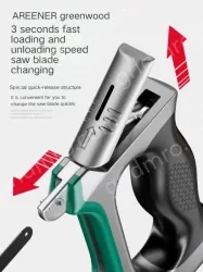 One-handed pocket 10 inch aluminum alloy hand saw with 11 saw blades